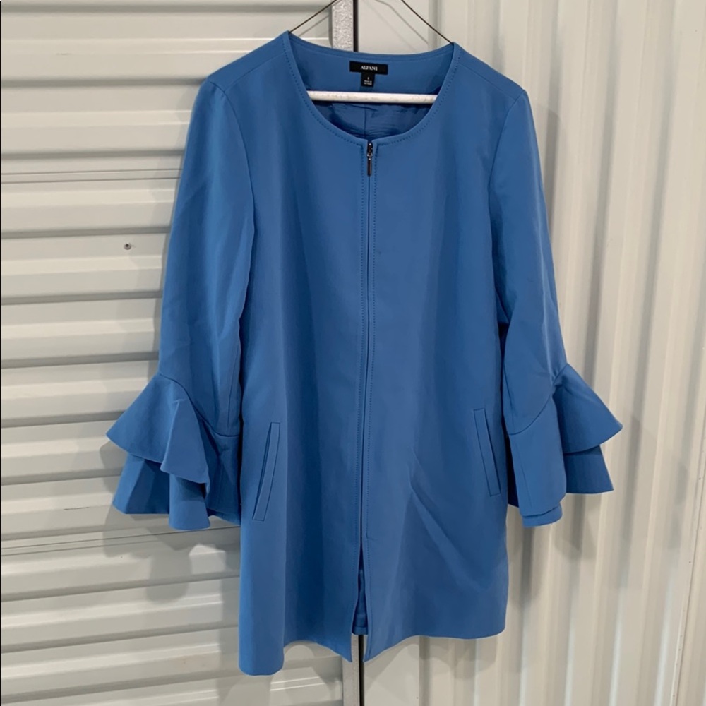 Alfani Blue Ruffled Bell Sleeve Top